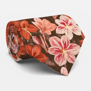 Amaryllis Print Groom Wedding Tie