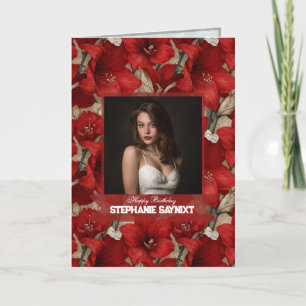 Amaryllis Red Garden Milestone Birthday Boho Card