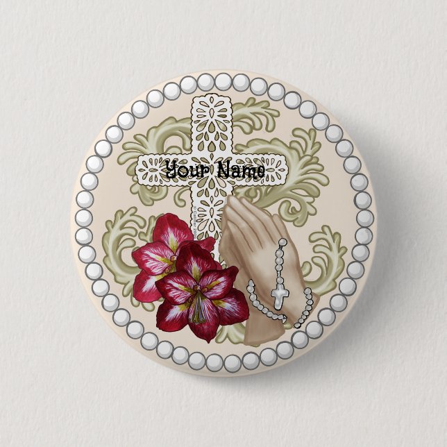 Amaryllis Rosary  6 Cm Round Badge (Front)