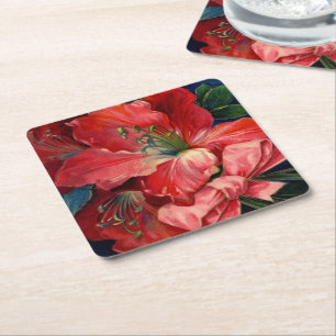 Amaryllis Square Paper Coaster