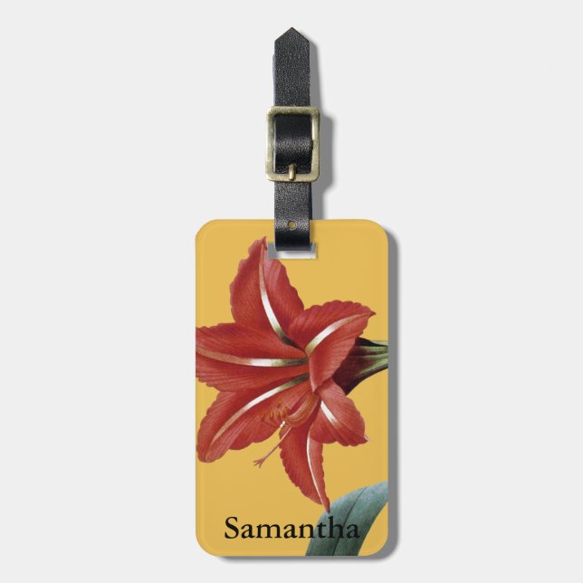 Amaryllis Striped Luggage Tag (Front Vertical)