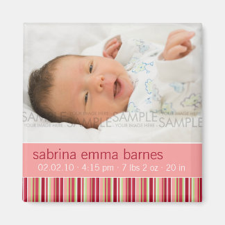 Amaryllis Stripes • Baby Announcement Magnet