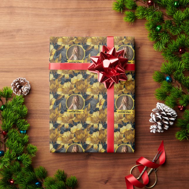 Amaryllis Theme Surprise Birthday Personalised Wrapping Paper (Holiday Gift)