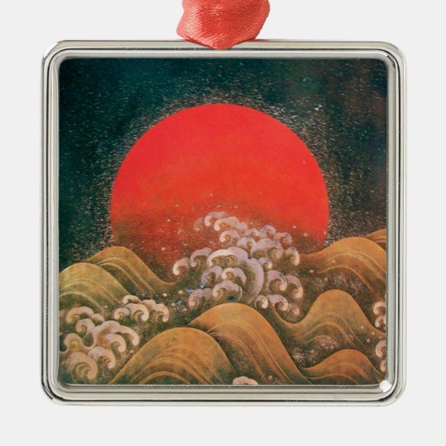 AMATERASU , SUN GODDESS Heart Metal Tree Decoration (Front)