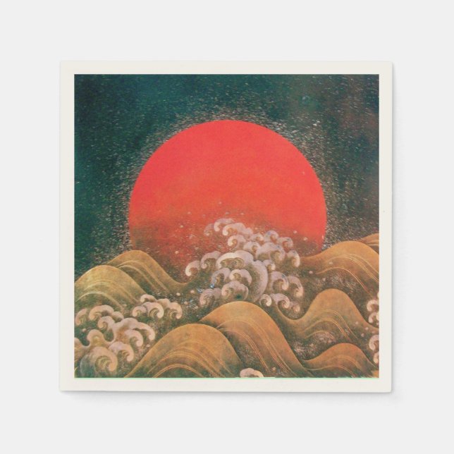 AMATERASU SUN GODDESS Red Black Brown Napkin (Front)