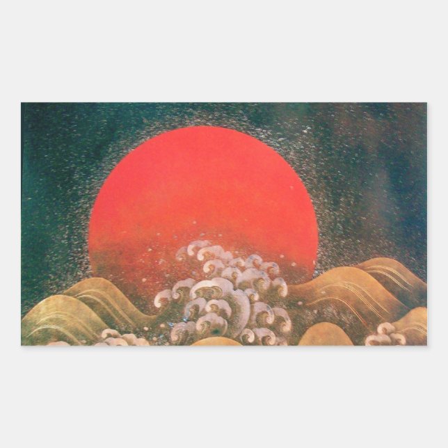 AMATERASU , SUN GODDESS ,red black brown Rectangular Sticker (Front)