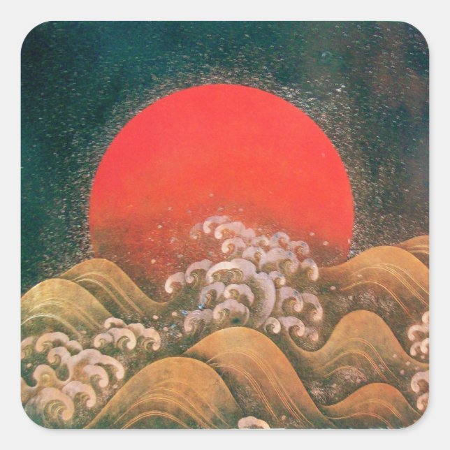 AMATERASU , SUN GODDESS ,red black brown Square Sticker (Front)