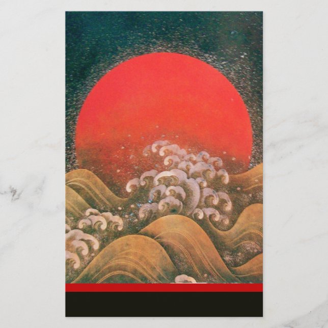AMATERASU , SUN GODDESS Red Black Brown Stationery (Front)
