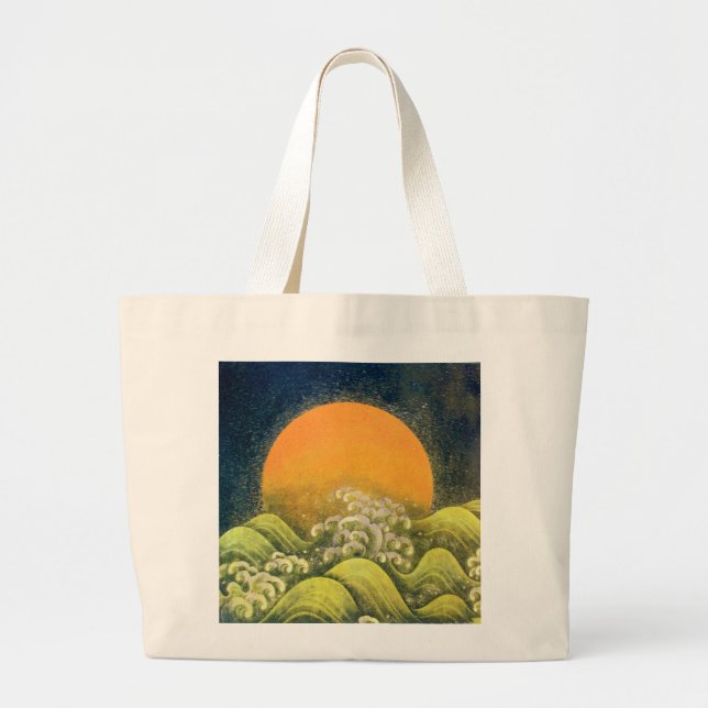 AMATERASU , SUN GODDESS ,yellow green black Large Tote Bag (Front)