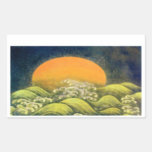 AMATERASU , SUN GODDESS ,yellow green black Rectangular Sticker