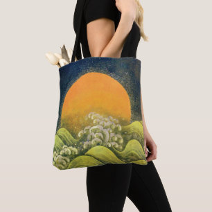 AMATERASU , SUN GODDESS ,Yellow Green Black Tote Bag