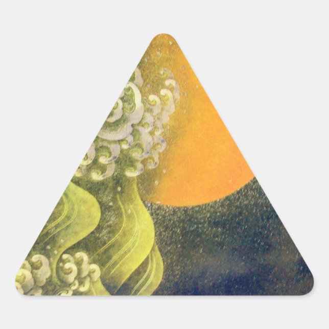 AMATERASU, SUN GODDESS yellow green black Triangle Sticker (Front)