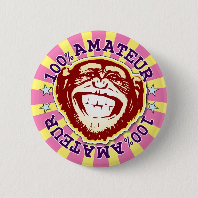 Amateur 100% Funny Funky Monkey Badge (Front)