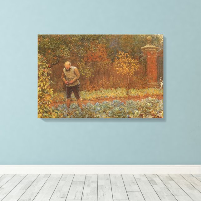Amateur (Coachman & Cabbages) by Frederick Walker Canvas Print (Insitu(Wood Floor))