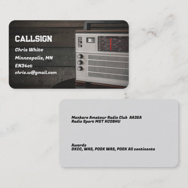 Amateur Ham Radio Business Card (Front/Back)