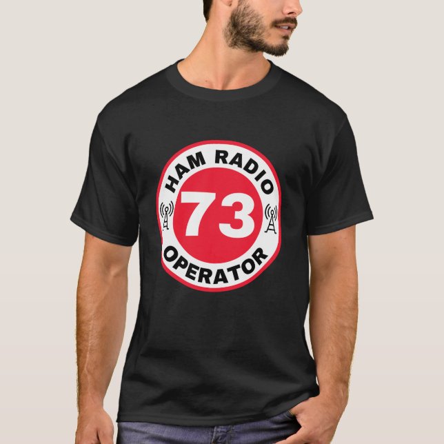 Amateur Ham Radio Operator 73 Tshirt Red (Front)