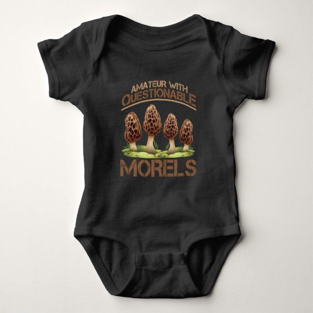 Amateur Mycologist Humor Morel Mushroom Hunter Baby Bodysuit (Front)