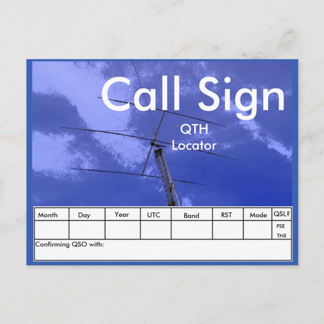 Amateur Radio Beam and Tower QSL Postcard (Front)