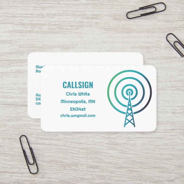 Amateur Radio Business Card (Front/Back In Situ)