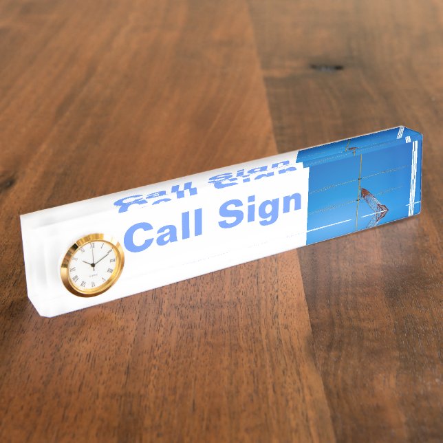 Amateur Radio Call Sign and Antenna 2 & Clock Nameplate (Side)