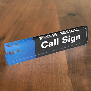Amateur Radio Call Sign and Antenna black bg Nameplate