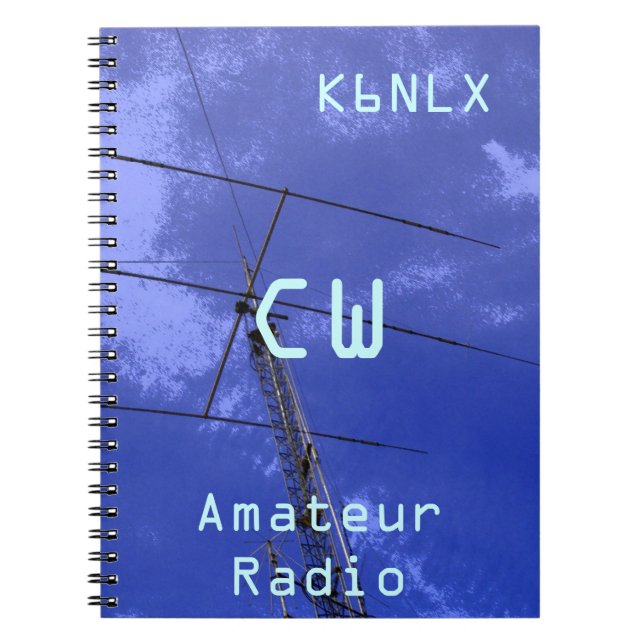 Amateur Radio Call Sign CW Spiral Notebook (Front)