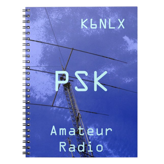 Amateur Radio Call Sign PSK Spiral Notebook (Front)