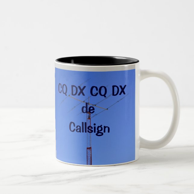 Amateur Radio CQ DX and Callsign Mug (Right)