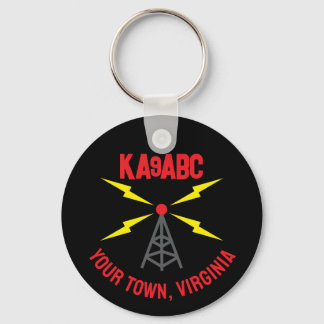 Amateur Radio Ham Operator Antenna and Call Sign Key Ring