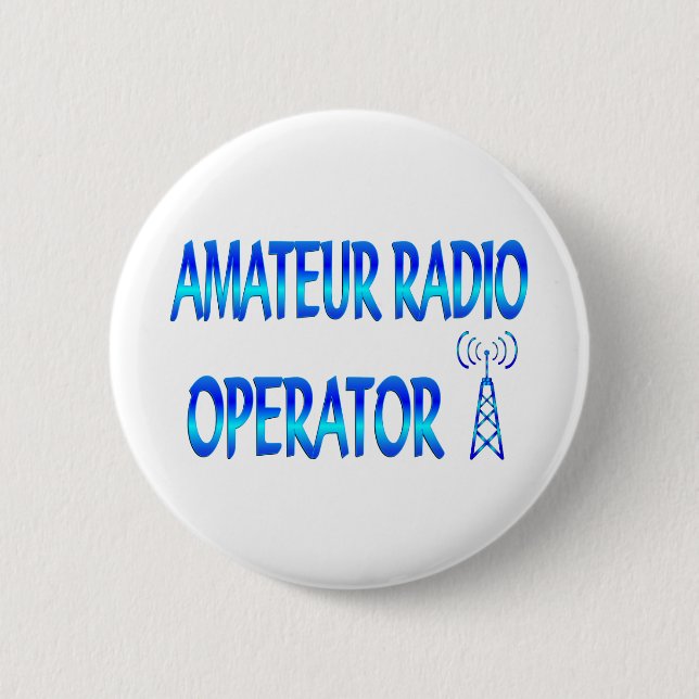 Amateur Radio Operator 6 Cm Round Badge (Front)