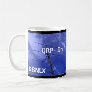 Amateur Radio QRP and Callsign Mug 3 white
