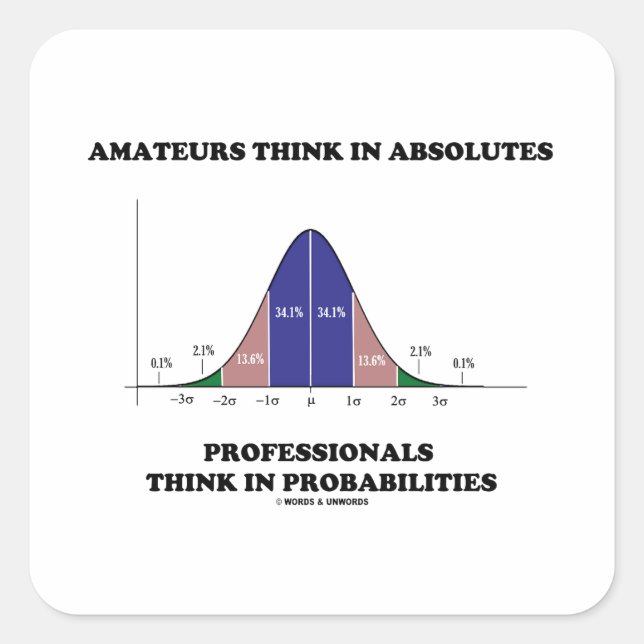 Amateurs Think Absolutes Professionals Think Stats Square Sticker (Front)