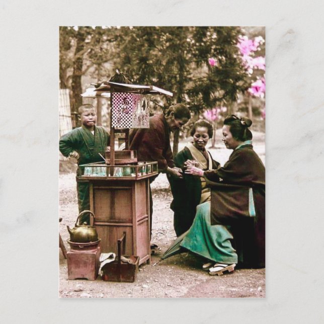 Amazake Merchant in Old Japan Vintage Japanese Postcard (Front)