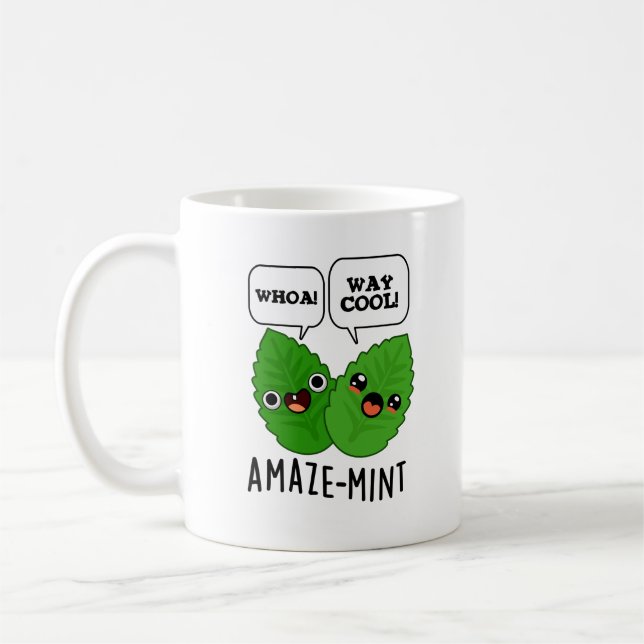 Amaze-mint Funny Mint Leaves Pun  Coffee Mug (Left)