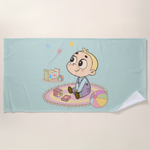 Amazed Boy Illustration Beach Towel