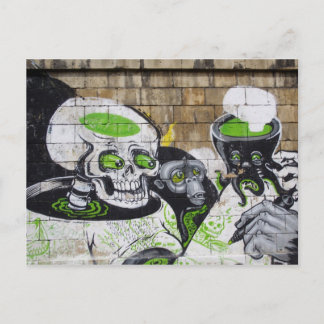 Amazed Skull And Chimpanzee Graffiti Postcard