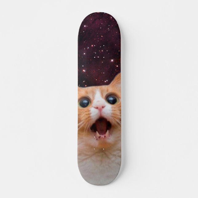 Amazed Space Cat Skateboard (Front)
