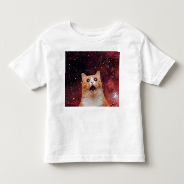 Amazed Space Cat Toddler T-Shirt (Front)