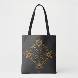 Amazigh Berber Heritage Geometric Symbol Black and Tote Bag