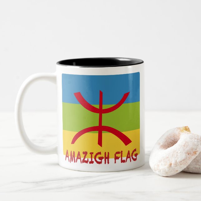 Amazigh flag - berber flag-Drapeau Amazigh Two-Tone Coffee Mug (With Donut)
