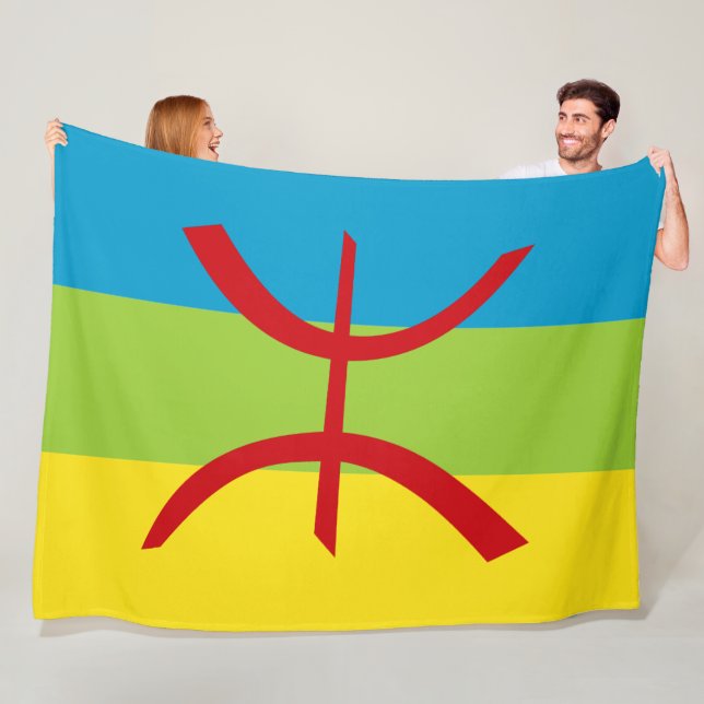 Amazigh Flag Gift Berber Flag Kabyles Fleece Blanket (In Situ)