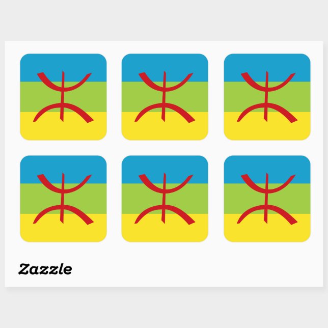 Amazigh Flag Gift Berber Flag Kabyles Square Sticker (Sheet)