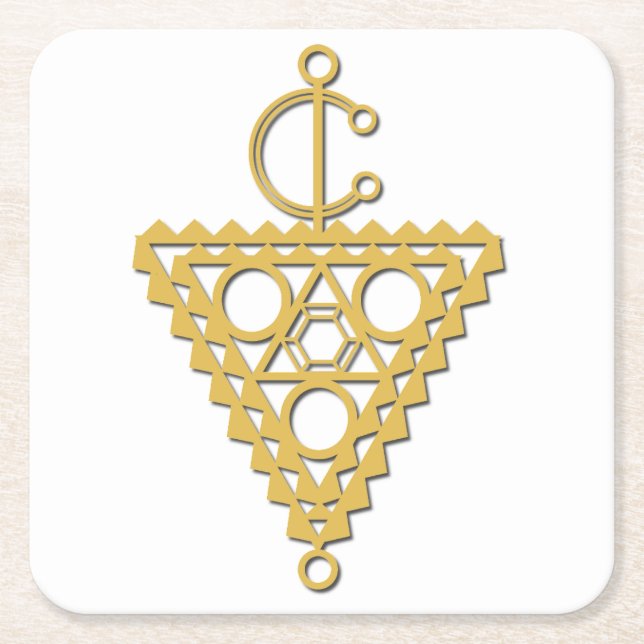 Amazigh gold jewelry symbol square paper coaster (Front)