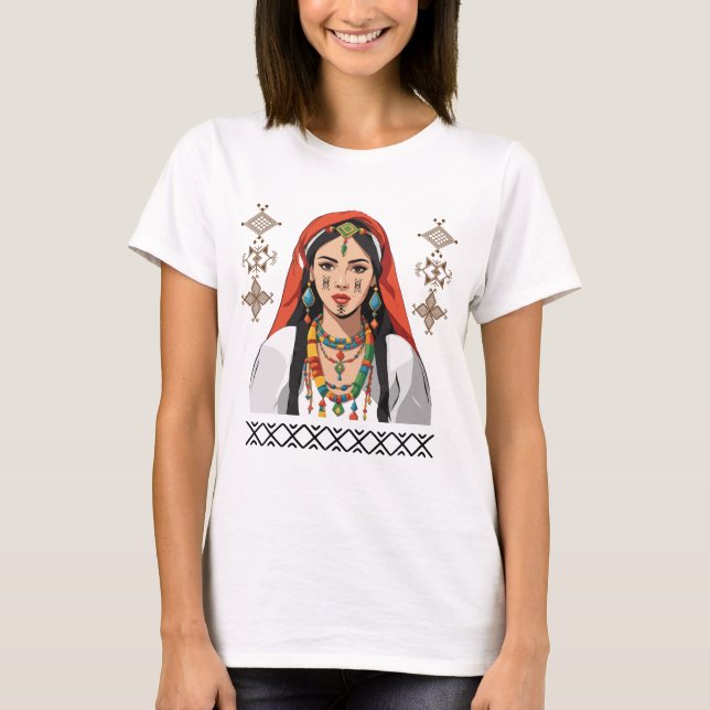 Amazigh Kabyle Berber Tattoo symbols tifinagh art  T-Shirt (Front)
