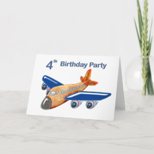 Amazing Aeroplane 4th Birthday Card