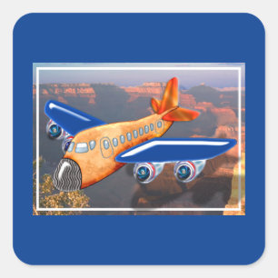 Amazing Aeroplane Aerial View Square Sticker