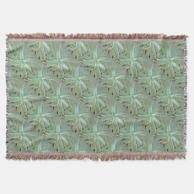 Amazing Aloe Vera Acrylic Art Throw Blanket (Front)