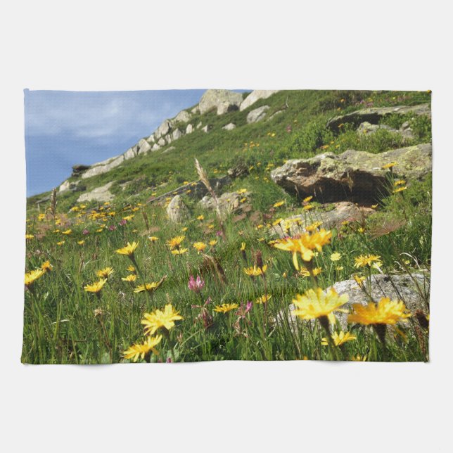 Amazing! Alpine flowers Tea Towel (Horizontal)