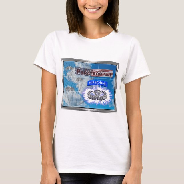 Amazing American Paratrooper and Flag T-Shirt (Front)