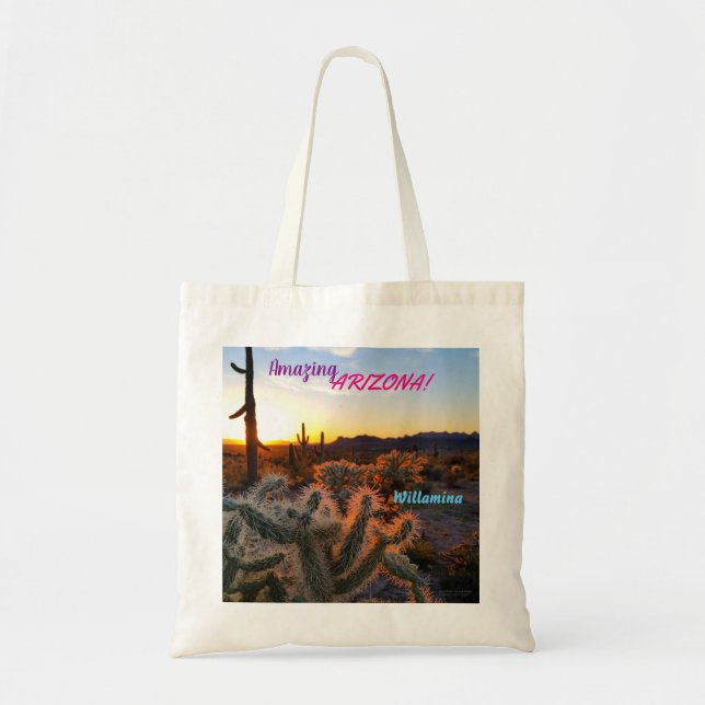 Amazing Arizona / Sunset / Saguaro Cactus / Tote Bag (Front)